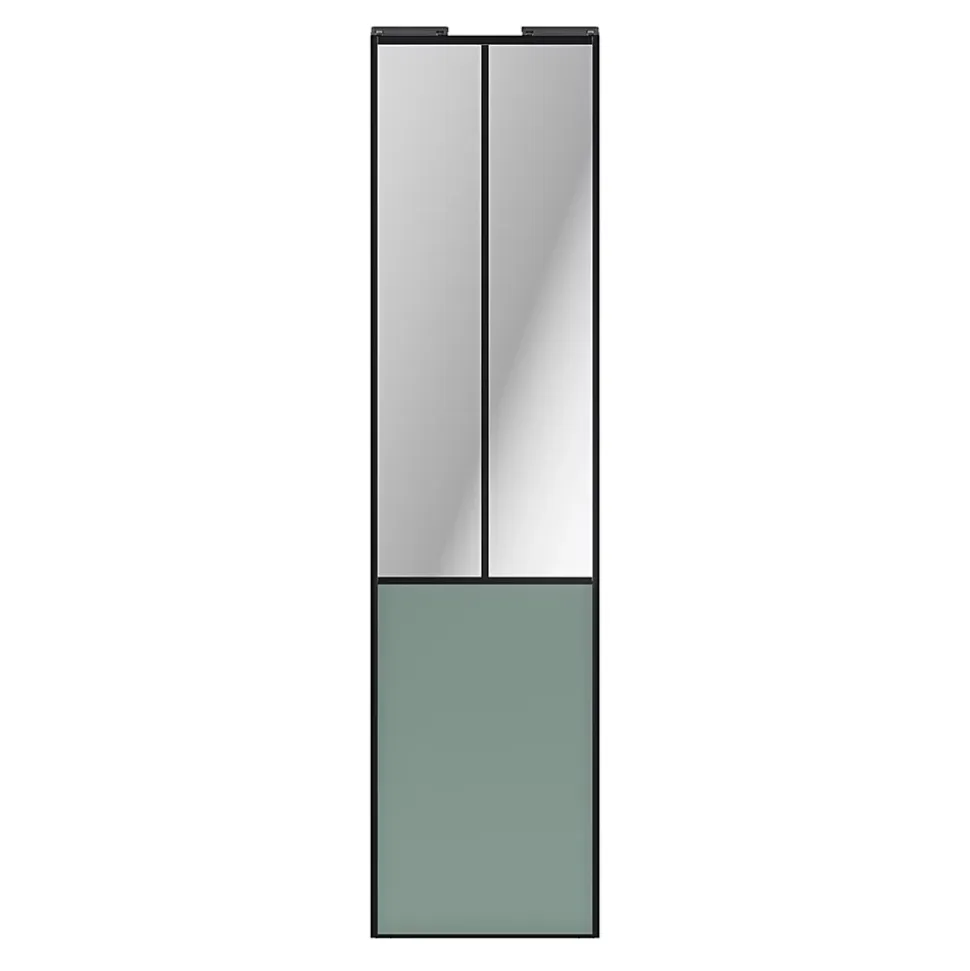 Porte de placard coulissante atelier vert de gris profil noir GoodHome Arius H. 248,5 x L. 61.2 cm + amortisseurs
