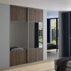 Porte de placard coulissante avec miroir effet chêne grisé profil gris GoodHome Arius H. 248,5 x L. 92.2 cm + amortisseurs