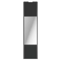 Porte de placard coulissante avec miroir anthracite profil gris GoodHome Arius H. 248,5 x L. 62.2 cm + amortisseurs