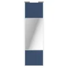 Porte de placard coulissante avec miroir bleu profil blanc GoodHome Arius H. 248,5 x L. 77.2 cm + amortisseurs