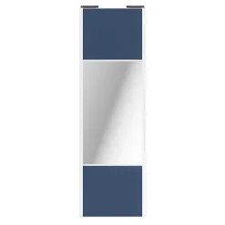 Porte de placard coulissante avec miroir bleu profil blanc GoodHome Arius H. 248,5 x L. 77.2 cm + amortisseurs