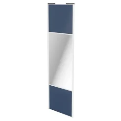 Porte de placard coulissante avec miroir bleu profil blanc GoodHome Arius H. 248,5 x L. 77.2 cm + amortisseurs