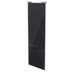 Porte de placard coulissante noir profil blanc GoodHome Arius H. 248,5 x L. 92.2 cm + amortisseurs