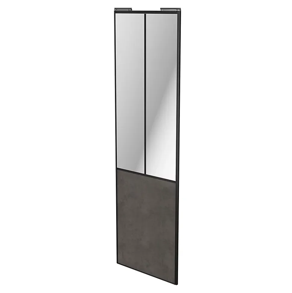 Porte de placard coulissante atelier gris antique profil noir GoodHome Arius H. 248,5 x L. 76.2 cm + amortisseurs