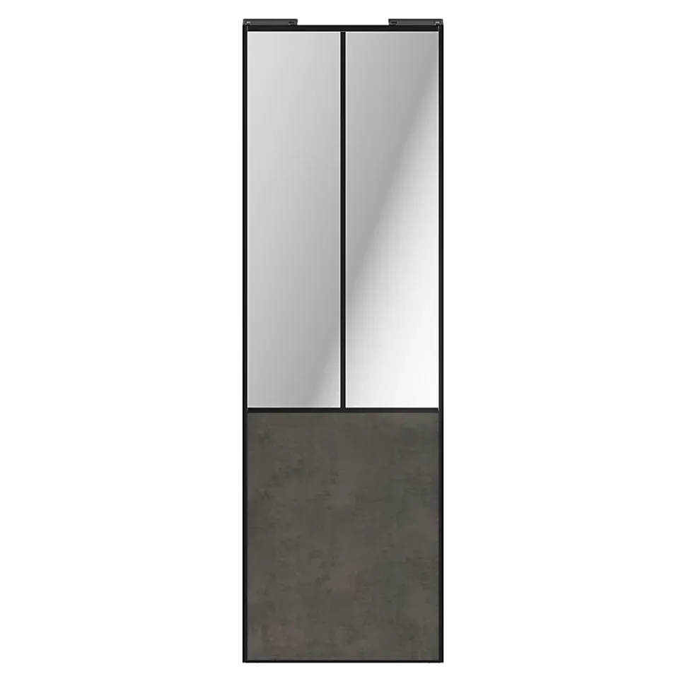 Porte de placard coulissante atelier gris antique profil noir GoodHome Arius H. 248,5 x L. 76.2 cm + amortisseurs