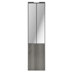 Porte de placard coulissante atelier effet chêne grisé profil gris GoodHome Arius H. 248,5 x L. 61.2 cm + amortisseurs