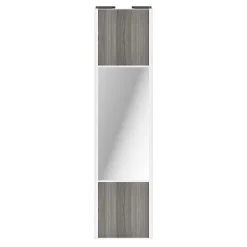 Porte de placard coulissante avec miroir effet chêne grisé profil blanc GoodHome Arius H. 248,5 x L. 62.2 cm + amortisseurs