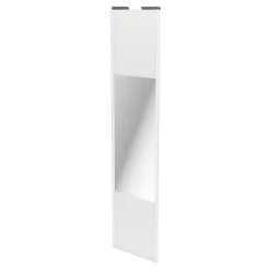 Porte de placard coulissante avec miroir blanc brillant profil blanc GoodHome Arius H. 248,5 x L. 62.2 cm + amortisseurs