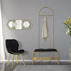 Porte manteau en métal avec banc intégré 80x38.5x180 cm