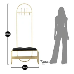 Porte manteau en métal avec banc intégré 80x38.5x180 cm