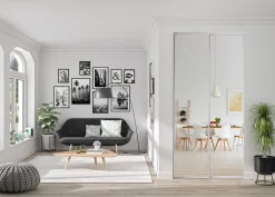 Porte miroir de placard coulissantes H. 250 cm cadre acier gris vendue par 2