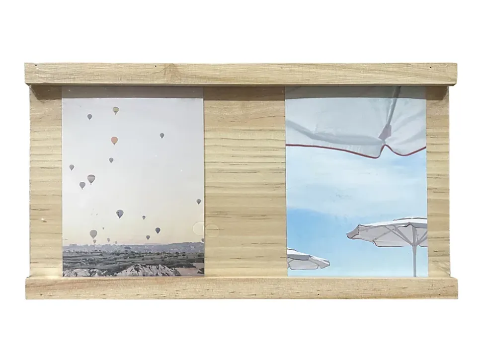 Porte photo mural effet bois l.30 x H.16 cm Ariane
