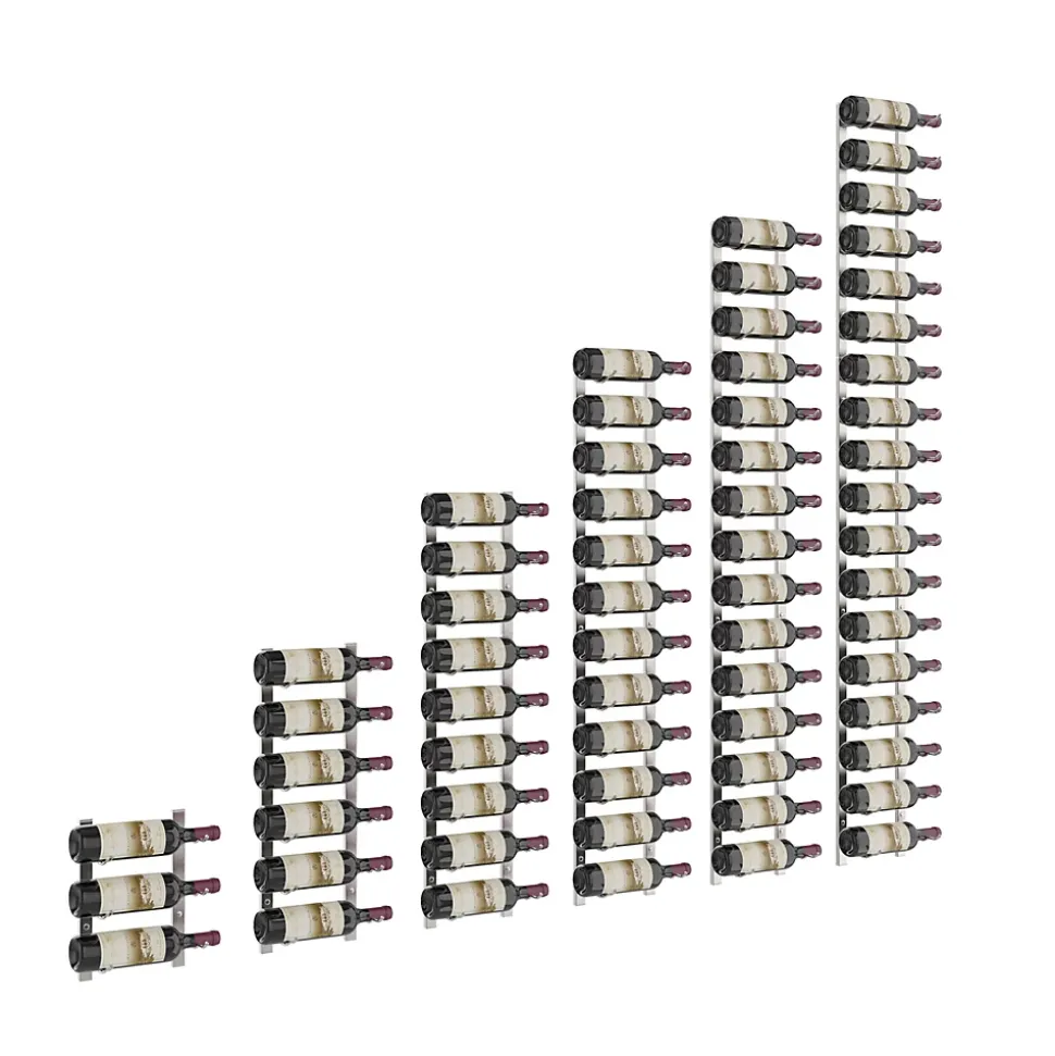 Porte-Bouteille kit mural pour 63 bouteilles Nickel brossé