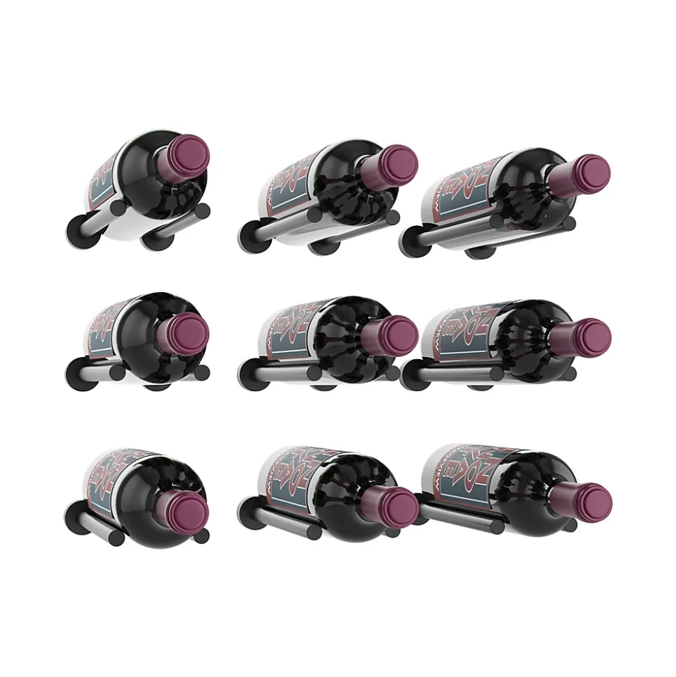 Porte-Bouteille kit mural pour 9 bouteilles noir design