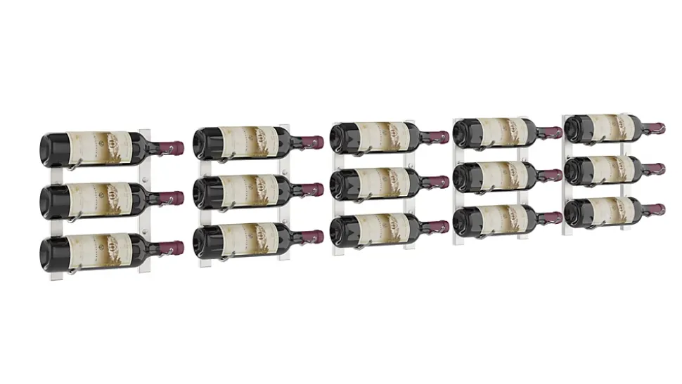 Porte-Bouteille kit mural pour 15 bouteilles Nickel brossé