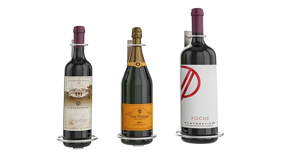 Porte-bouteille vertical pour une bouteille de vin nickel brossé