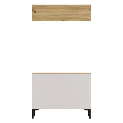 Porte-chaussures et manteaux Roka 68,5x90x35 Panneau de particules PVC Chêne clair Gris Foncé Moderne SET 2 pcss