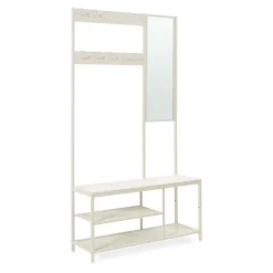 Portemanteau avec miroir et étagère à chaussures Napinerg 185 x 98 x 34 cm couleur sable en.casa