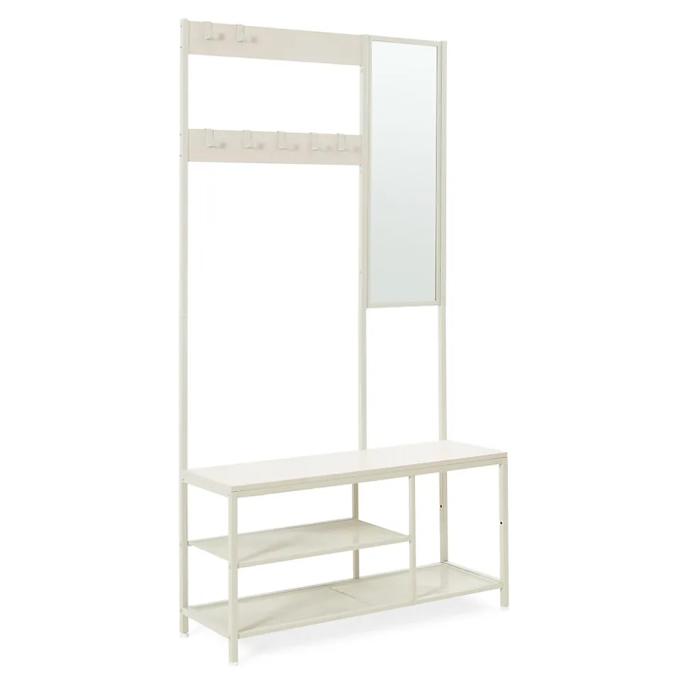 Portemanteau avec miroir et étagère à chaussures Napinerg 185 x 98 x 34 cm couleur sable en.casa