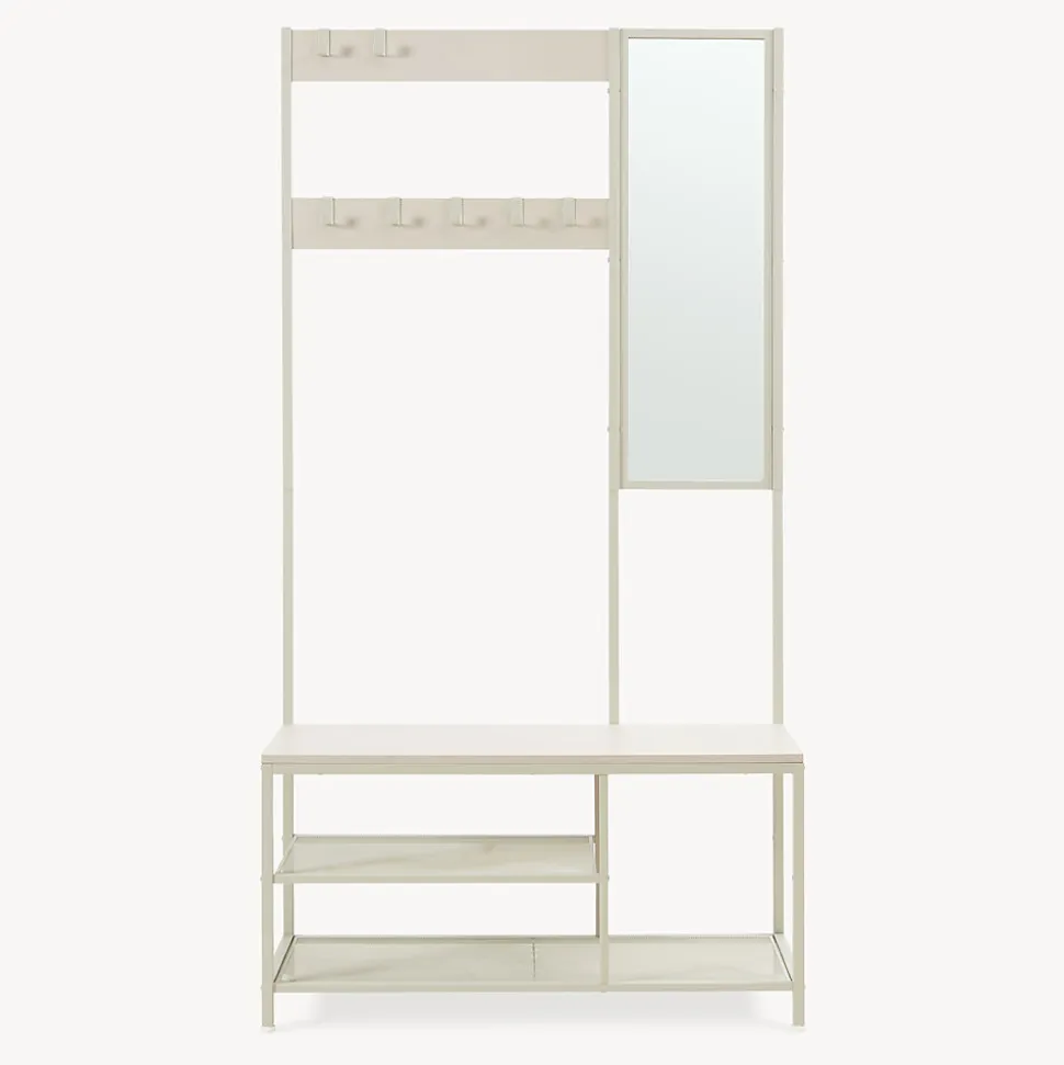 Portemanteau avec miroir et étagère à chaussures Napinerg 185 x 98 x 34 cm couleur sable en.casa