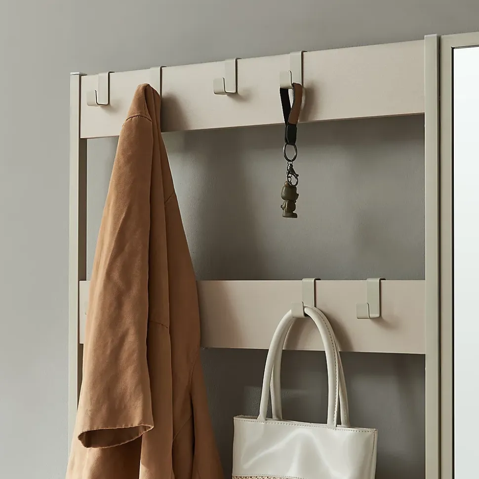 Portemanteau avec miroir et étagère à chaussures Napinerg 185 x 98 x 34 cm couleur sable en.casa