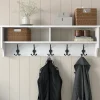 Portemanteau Egay, Portemanteau, Porte-vêtements polyvalent, Cintre mural, 120x22 h37 cm, Blanc