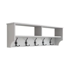Portemanteau Egay, Portemanteau, Porte-vêtements polyvalent, Cintre mural, 120x22 h37 cm, Blanc