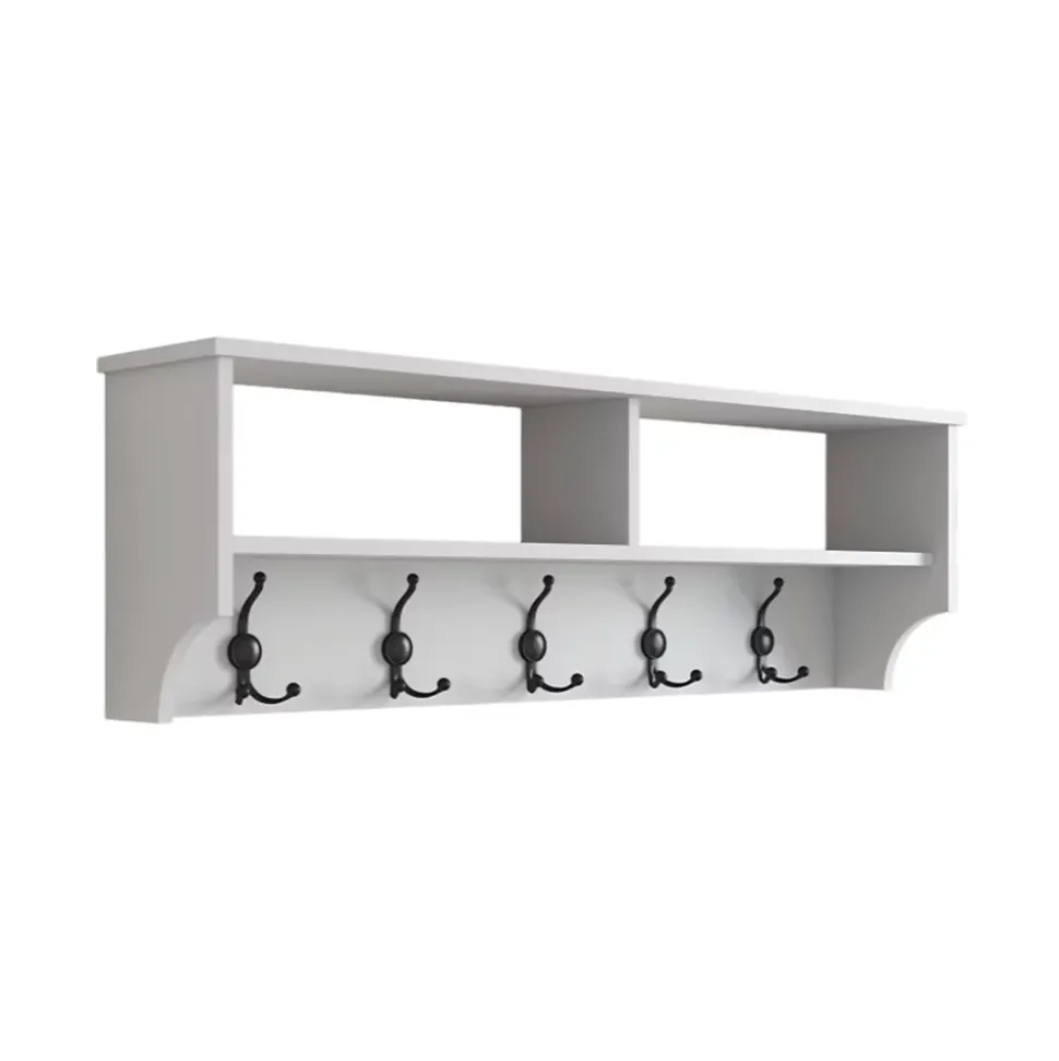Portemanteau Egay, Portemanteau, Porte-vêtements polyvalent, Cintre mural, 120x22 h37 cm, Blanc
