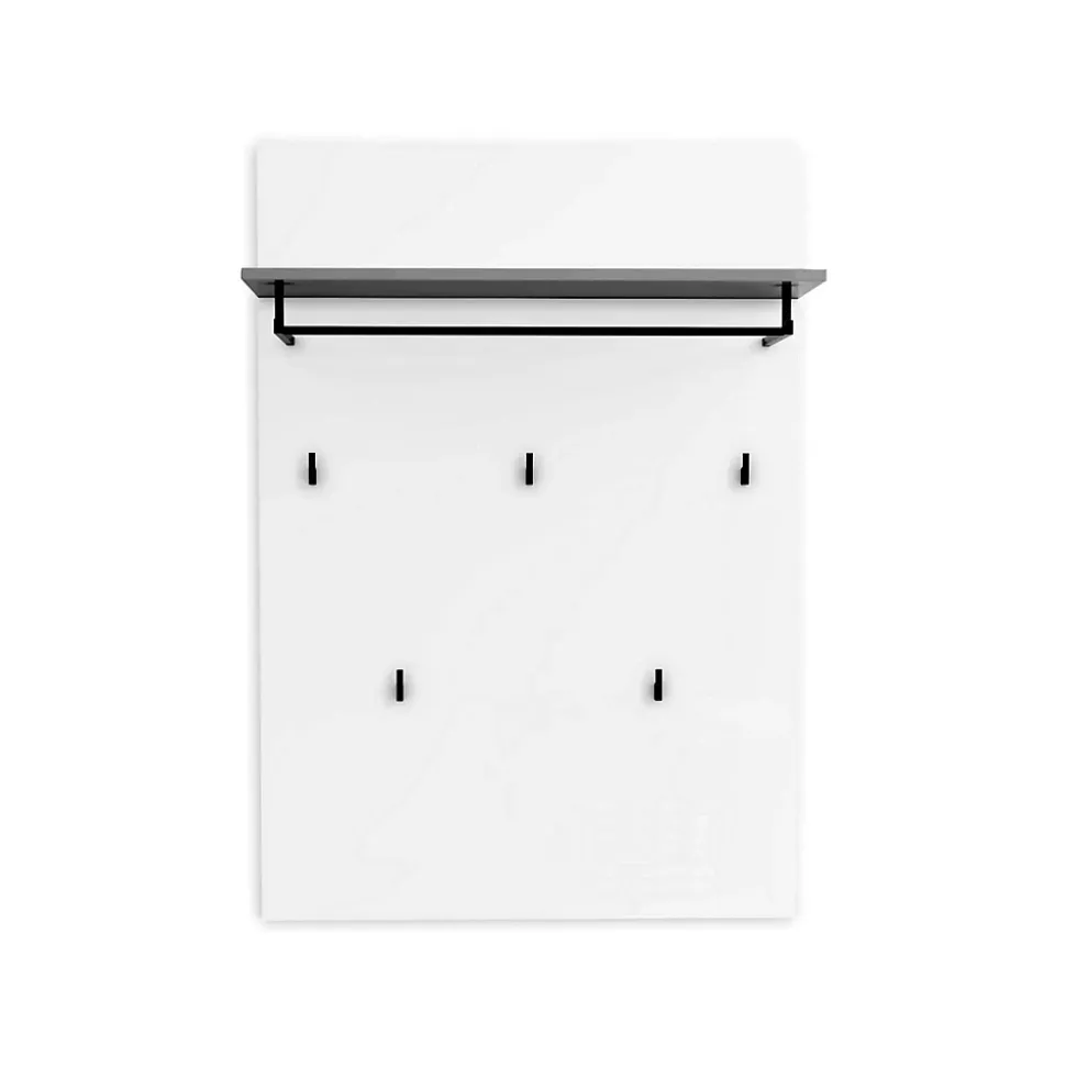 Portemanteau Flaviana, Portemanteau, Surmatelas, Cintre mural, Made in Italy, 80x25h115 cm, Blanc brillant et anthracite