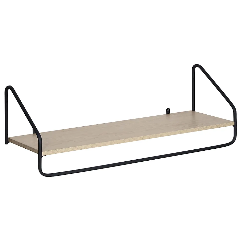 Porte-manteau mural avec étagère et penderie en métal noir et effet bois L. 90 cm Homesight Nelo