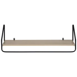 Porte-manteau mural avec étagère et penderie en métal noir et effet bois L. 90 cm Homesight Nelo