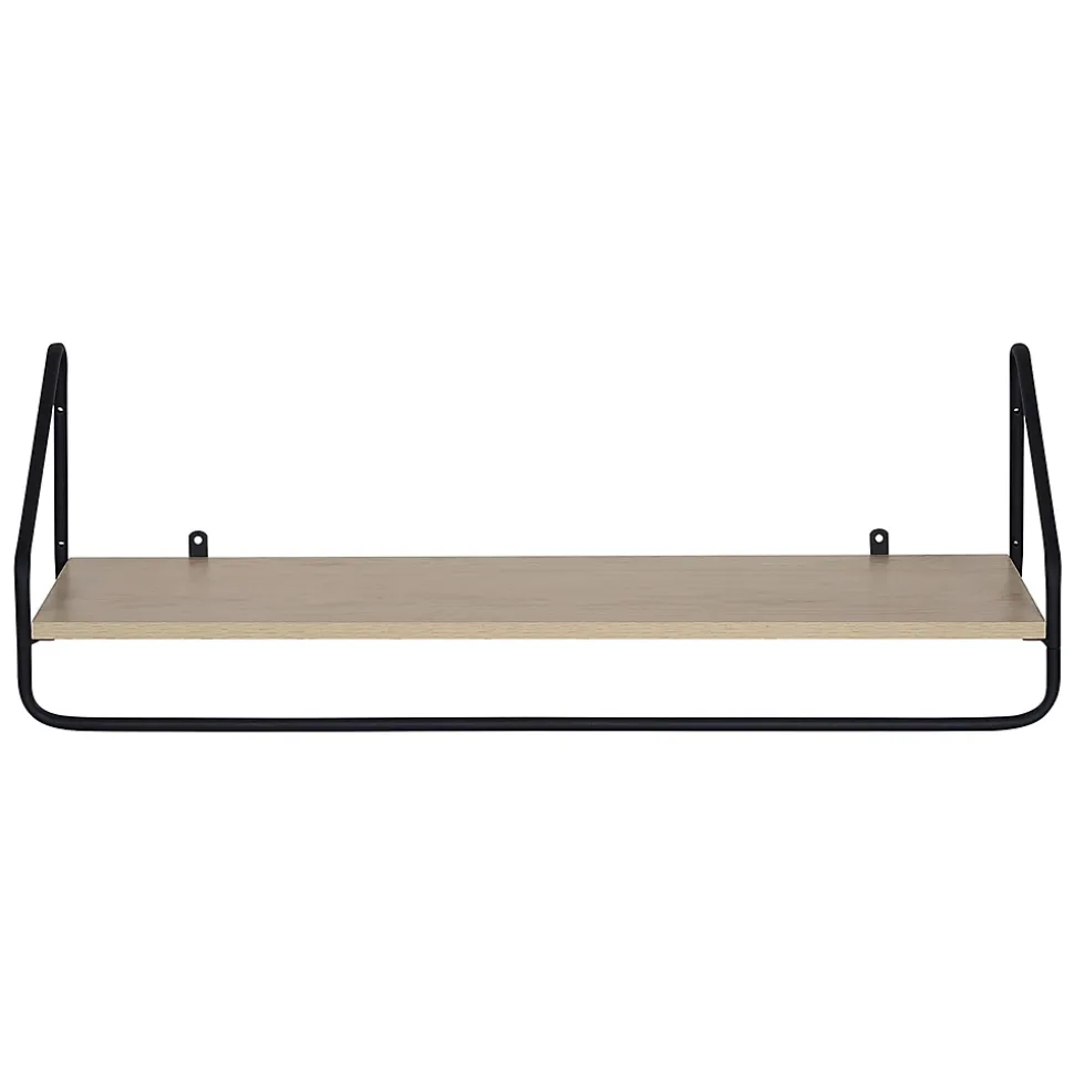 Porte-manteau mural avec étagère et penderie en métal noir et effet bois L. 90 cm Homesight Nelo