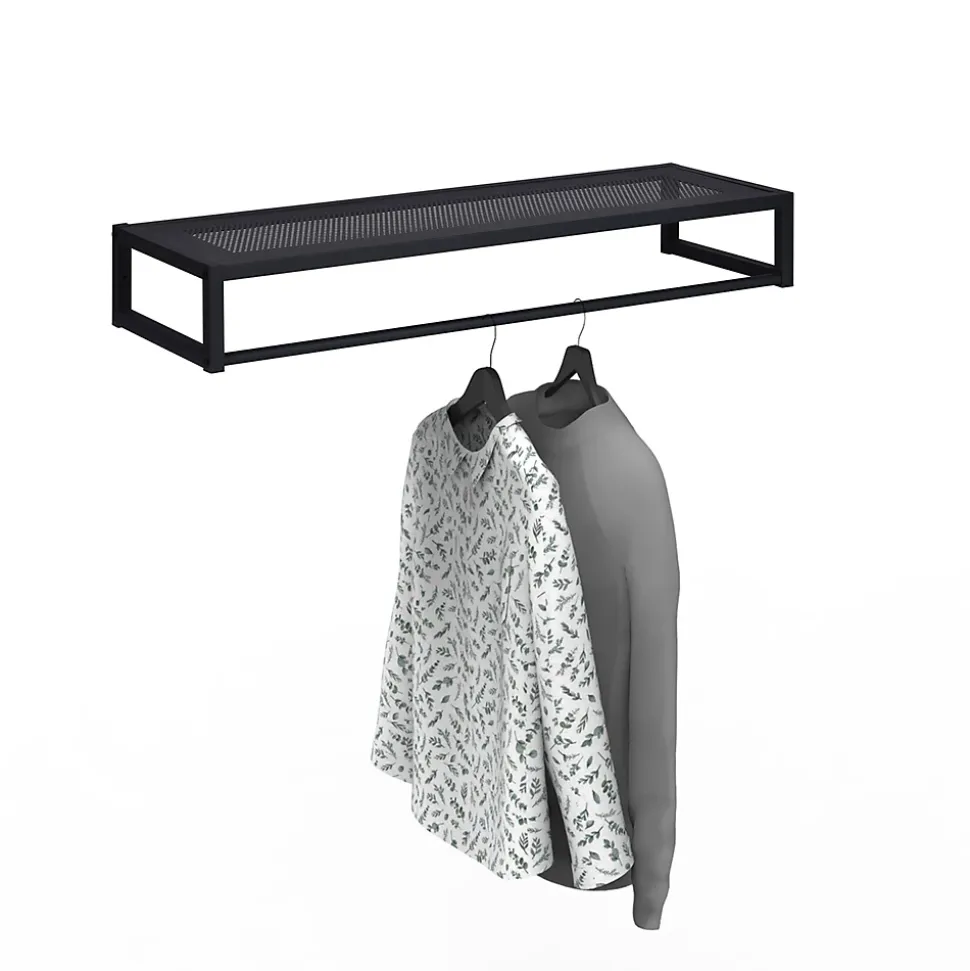 Porte-manteau mural avec étagère et penderie en métal noir L. 90 cm Homesight Grif