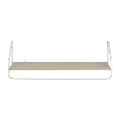Porte-manteau mural avec étagère et penderie en métal blanc et effet bois L. 90 cm Homesight Nelo