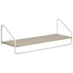 Porte-manteau mural avec étagère et penderie en métal blanc et effet bois L. 90 cm Homesight Nelo