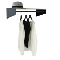 Porte-manteau mural avec étagère et penderie en métal noir et effet bois L. 90 cm Homesight Steff