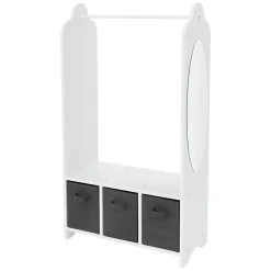 Portemanteau pour enfants avec étagère tringle 3 compartiments et miroir