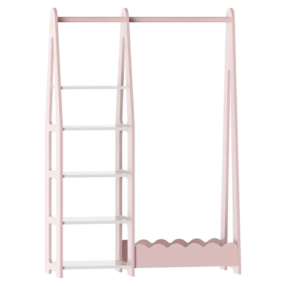 Portemanteau pour enfants Vestnes 114 x 77 x 30 cm rose / blanc en.casa