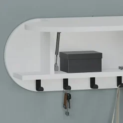 Portemanteau Terry, Portemanteau, Porte-vêtements polyvalent, Cintre mural, 84x16 h29 cm, Blanc