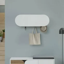 Portemanteau Terry, Portemanteau, Porte-vêtements polyvalent, Cintre mural, 84x16 h29 cm, Blanc