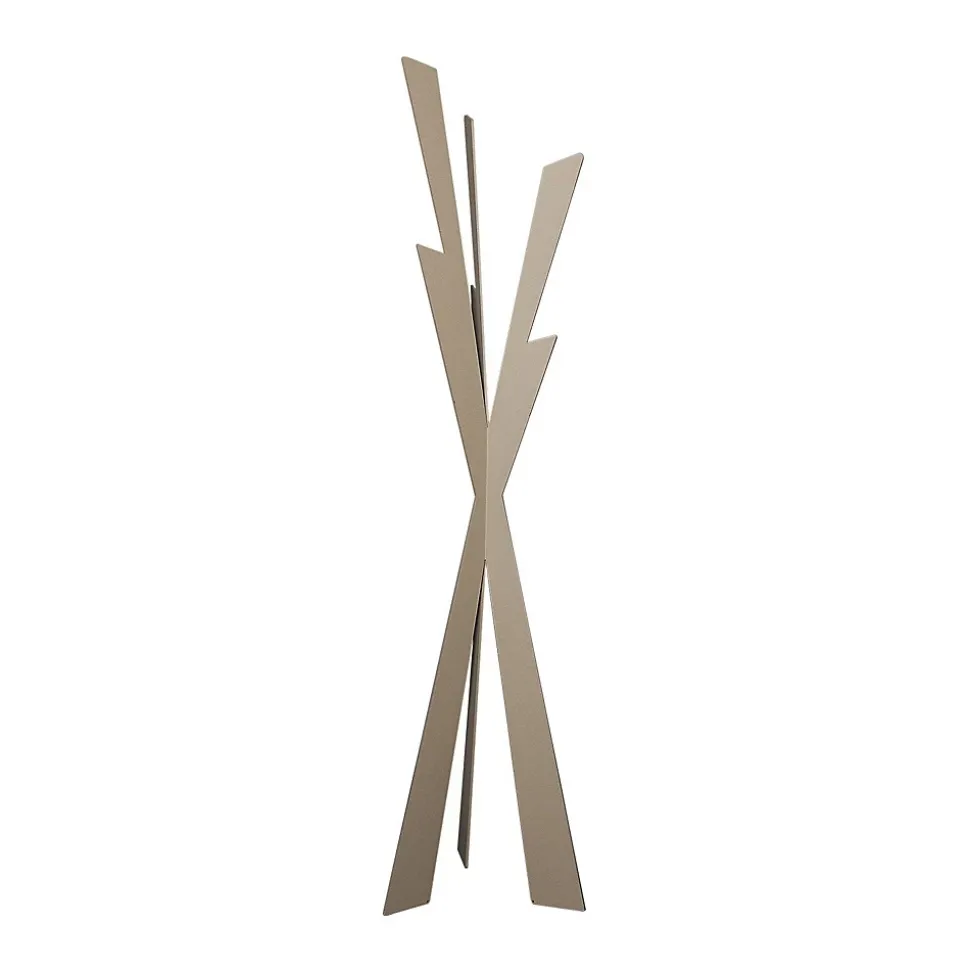 Porte-manteau Zeus 40x177 cm en fer beige Design contemporain élégant Autonome pour entrée, chambre ou bureau Fabriqué en Italie