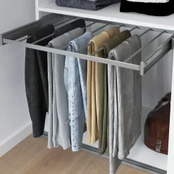 Porte-pantalons coulissant en acier gris 8 barres GoodHome Atomia L.71,4 x P. 51 cm