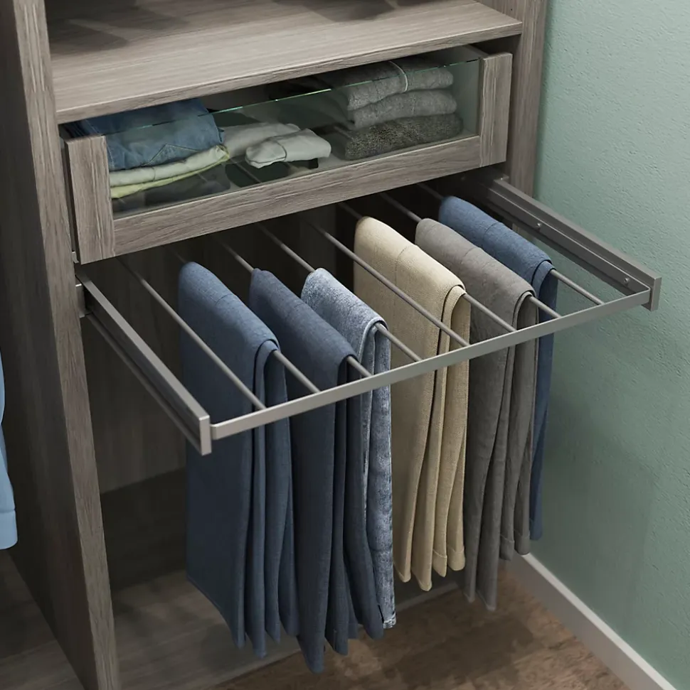 Porte-pantalons coulissant en acier gris 8 barres GoodHome Atomia L.71,4 x P. 51 cm
