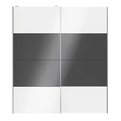 Portes de placard coulissantes 2 vantaux panneaux blancs brillants et anthracite brillants GoodHome Atomia H. 225 x L. 200 x ép. 5,5 cm