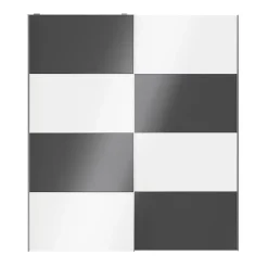Portes de placard coulissantes 2 vantaux panneaux blancs brillants et anthracite brillants GoodHome Atomia H. 225 x L. 200 x ép. 5,5 cm