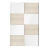 Portes de placard coulissantes 2 vantaux panneaux blancs brillants et effet chêne GoodHome Atomia H. 225 x L. 150 x ép. 5,5 cm