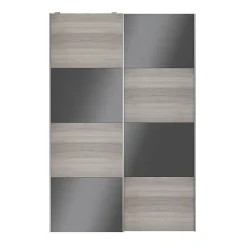 Portes de placard coulissantes 2 vantaux panneaux anthracite brillants et effet chêne grisé GoodHome Atomia H. 225 x L. 150 x ép. 5,5 cm
