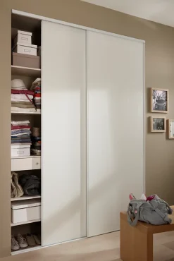Portes de placard coulissantes blanches effet bois GoodHome Romero H. 250 x l. 75 cm, 2 portes