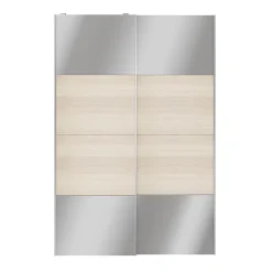Portes de placard coulissantes 2 vantaux panneaux effet chêne et miroir GoodHome Atomia H. 225 x L. 150 x ép. 5,5 cm