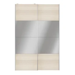 Portes de placard coulissantes 2 vantaux panneaux effet chêne et miroir GoodHome Atomia H. 225 x L. 150 x ép. 5,5 cm